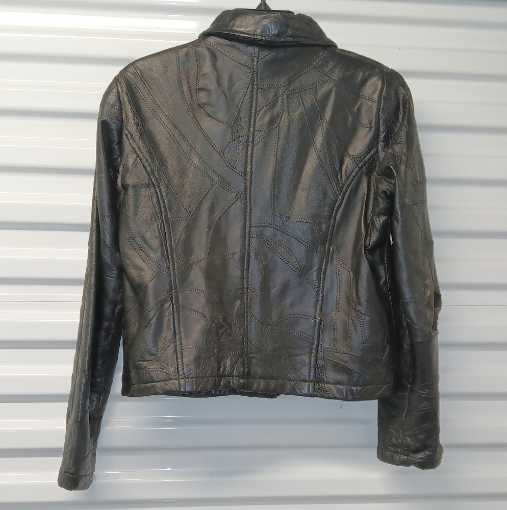 Womens Leather Works Black Leather Jacket Size MED - Picture 2 of 5